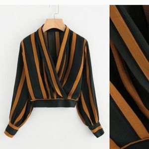 Green/Yellow Cropped Blouse